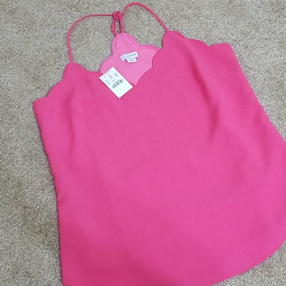 JCrew Hot Pink Scallop Cami